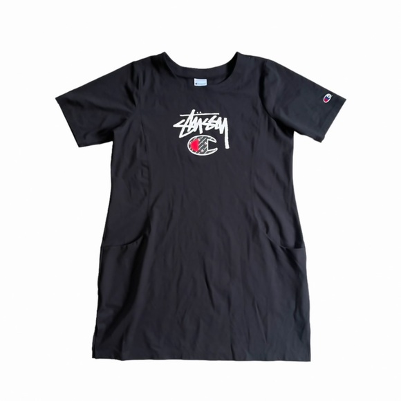 Stussy X Champion Tee Shirt Dress w Pockets - Picture 1 of 5